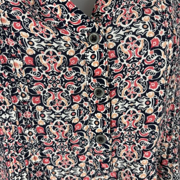 Westport Blouse Women's 1X Boho Floral Long Sleeve Button Front Tunic Top - Picture 3 of 16